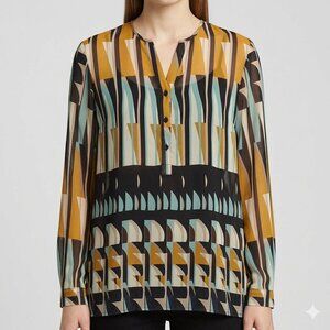 Esprit Abstract Geometric Print Blouse Size M